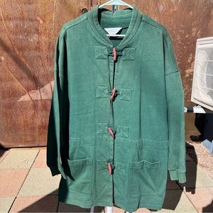 Oversized Green Wooden Buttoned LLBean Women’s Sweater/ Jacket - Size Large